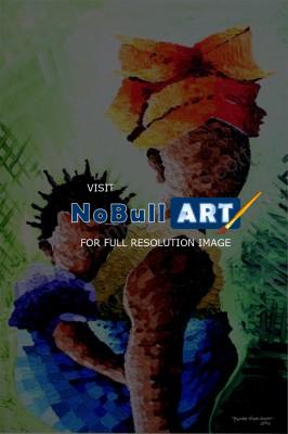 Acrylic Paintings - Iya Ni Wura - Mother  Child - Acrylic
