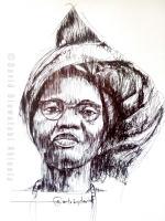 Funmilayo Ransome-Kuti - Pen On Paper Drawings - By David Akinola, Artsbydavid Drawing Artist