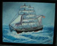 Scooner - Oil On Canvas Paintings - By Joanne Knox, Originals Painting Artist