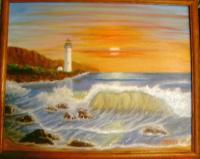 Light House - Oil On Canvas Paintings - By Joanne Knox, Originals Painting Artist