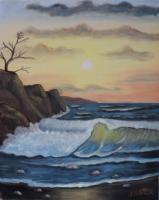 Ocean Sunset - Oil On Canvas Paintings - By Joanne Knox, Originals Painting Artist