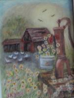 The Old Pump - Oil On Canvas Paintings - By Joanne Knox, Originals Painting Artist
