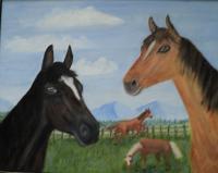 Horses - Oil On Canvas Paintings - By Joanne Knox, Originals Painting Artist