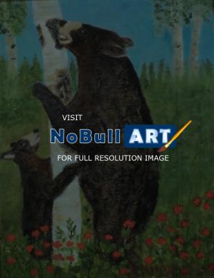 2014 - Mama Bear And Cub - Oil On Artboard