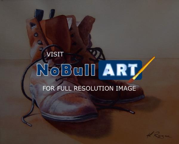 Still Life - Old Boots - Watercolor