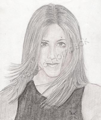 Charcoal - Jennifer Aniston - Hand Drawn