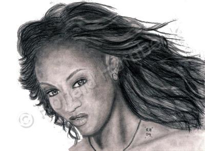 Charcoal - Tyra Banks - Hand Drawn