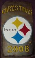 Steelers - Acrylics On Slate Paintings - By Ronald Hornbeck, Logo Painting Artist