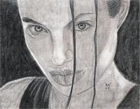 Angelina Jolie - Hand Drawn Drawings - By Ronald Hornbeck, Pencil Drawing Artist
