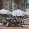 White Umbrellas Study - Oil Paintings - By Brian Pier, Impressionist Painting Artist