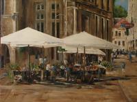 Cityscapes - White Umbrellas - Oil