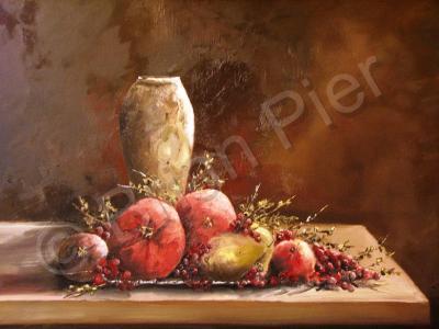 Still Life - Pomegranates And Pears - Oil