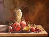 Pomegranates And Pears - Oil Paintings - By Brian Pier, Impressionist Painting Artist