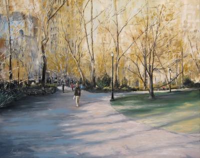 Landscapes - Winter In Madison Square Park - Oil