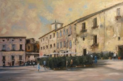 Cityscapes - Caffe All Aperto Orvieto Square - Oil