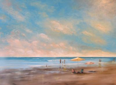 Seascapes - Yellow Umbrella - Oil