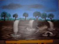 Waterfalls - Thoughts Paintings - By Sahil Sharma, Oil Painting Painting Artist