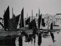 Whitby Harbour  1800S - Penink Drawings - By Andy Davis, Realism Drawing Artist