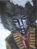 Jimi Hendrix - Pastel And Acrylic Paintings - By Garnett Thompkins, Portrait Painting Artist