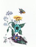 Butterfly In Spring - Pen Drawings - By Michael Cameron, Free Hand Drawing Artist
