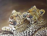 Leopard Twins - Oil Paintings - By Anet Du Toit, Realistic Painting Artist