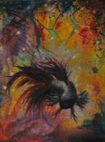 Betta And The Liquid Rainbow - Acrylic Paint Paintings - By Josh Sawyer, Abstract Painting Artist