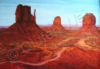 Landscape Mountains West - Monument Valley Utah - Acrylic On Canvas