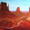 Monument Valley Utah - Acrylic Paintings - By Qiufen Wei Marmo, Realism Painting Artist