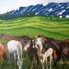 Horses In Yellow Stone Montana - Oil On Canvas Paintings - By Qiufen Wei Marmo, Realism Painting Artist