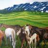 Horses In Yellow Stone Montana - Oil On Canvas Paintings - By Qiufen Wei Marmo, Realism Painting Artist