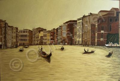 Ancient Buildings Canal Boats - Venice Italy - Oil On Canvas