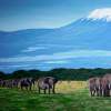 Amboseli National Park Kenya - Oil On Canvas Paintings - By Qiufen Wei Marmo, Realism Painting Artist