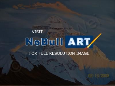 Mountainssunsetglacierlandscap - Mount Everest China - Oil On Canvas