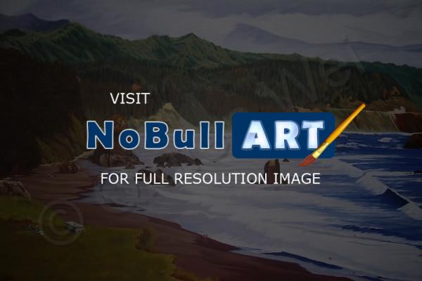 Mountains Ocean Landscape - Oregon Coast - Oil On Canvas