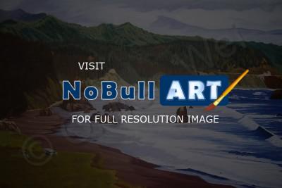 Mountains Ocean Landscape - Oregon Coast - Oil On Canvas