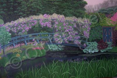 Garden Flowers Bridge Pond Tre - Giverny - France - Oil On Canvas