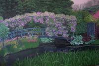 Garden Flowers Bridge Pond Tre - Giverny - France - Oil On Canvas