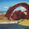 Rainbow Bridge Utah - Oil On Canvas Paintings - By Qiufen Wei Marmo, Realism Painting Artist