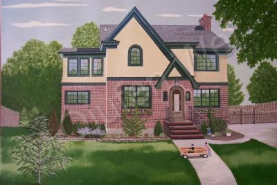 Old House Landscape - Tudor Colonial New York - Oil On Canvas