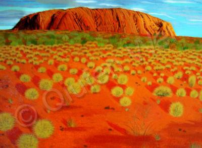 Desert Rock Nature - Uluru Australia - Acrylic On Canvas