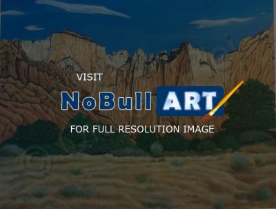Landscape Mountains West - Zion National Park - Utah - Oil On Canvas