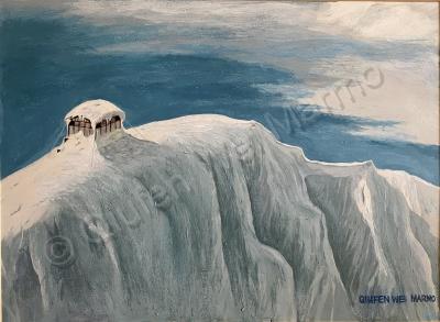 Glacier And Winter Mountain - Glacier National Park - Oil And Acrylic On Canvas