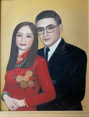 Portrait - My Husband And I In 1996 - Oil On Canvas