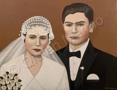 Portraits - My Mother-In-Law And Father-In-Law In 1935 - Oil On Canvas