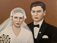 My Mother-In-Law And Father-In-Law In 1935 - Oil On Canvas Paintings - By Qiufen Marmo, Realism Painting Artist