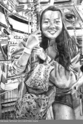 College Portfolio - Self Portrait On Carousel - Graphite