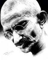 Gandhi - Graphite Pencil Drawings - By Prashanth B, Realism Drawing Artist