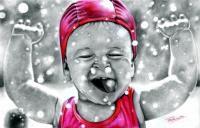 Splash - Graphite Pencils Prismacolors Drawings - By Prashanth B, Realism Drawing Artist