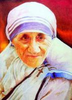 Mother Teresa - Prismacolor Pencils Drawings - By Prashanth B, Realism Drawing Artist