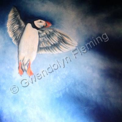 Birds - Angelic Puffin - Oil On Canvas